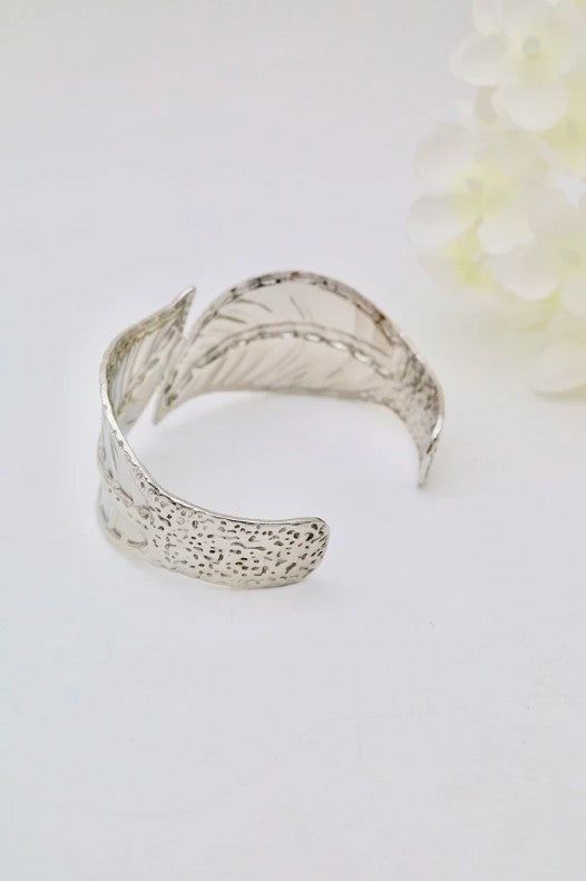 Bracelet Manchette Feuille  Acier Inoxydable
