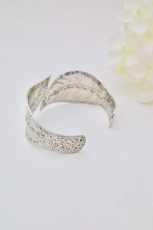 Bracelet Manchette Feuille  Acier Inoxydable