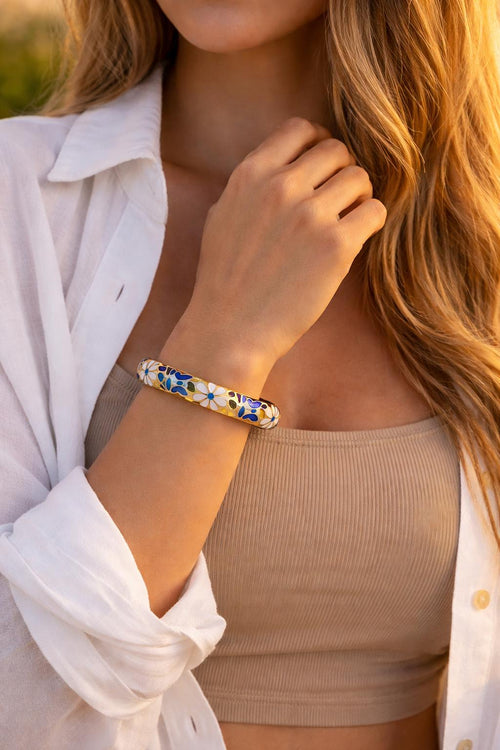 Bracelet Fleur Émaillé  Acier Inoxydable