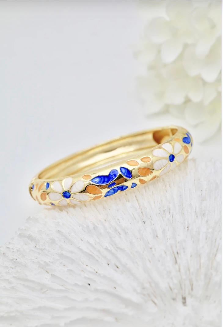 Bracelet Fleur Émaillé  Acier Inoxydable