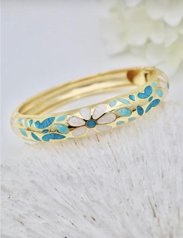 Bracelet Fleur Émaillé  Acier Inoxydable