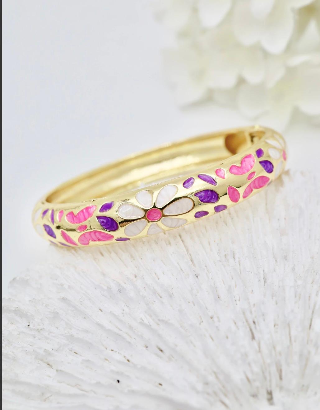 Bracelet Fleur Émaillé  Acier Inoxydable