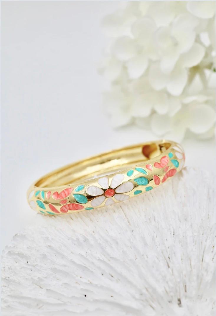 Bracelet Fleur Émaillé  Acier Inoxydable