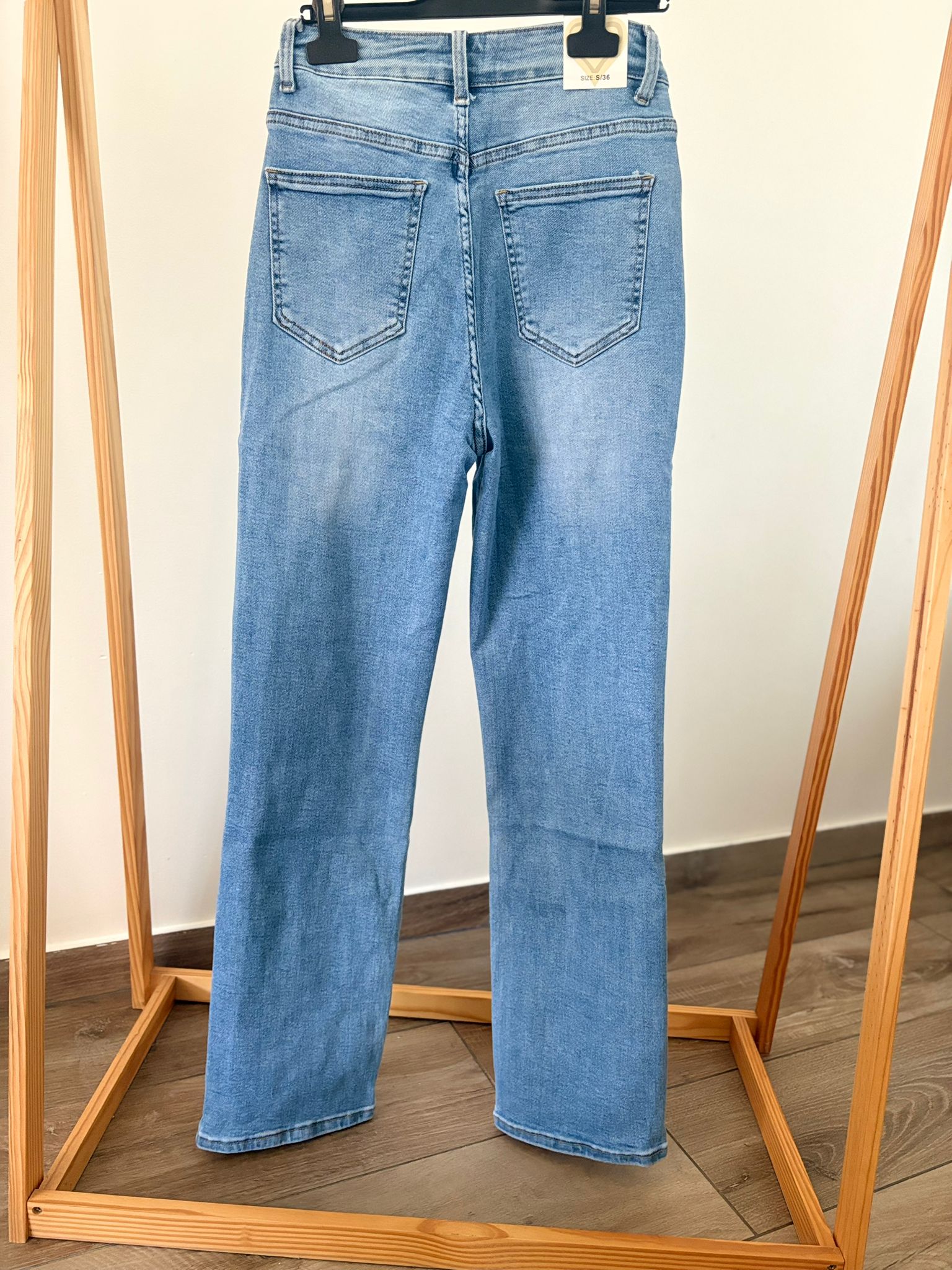 Jeans fermeture asymétrique bleu