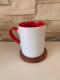 Tasse en céramique blanche et rouge 325 ml à personnaliser